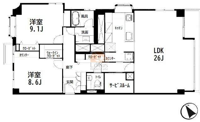 有栖川ナショナルコート701間取図