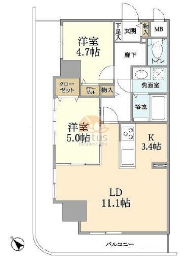 向島パークハイツ第31102間取図