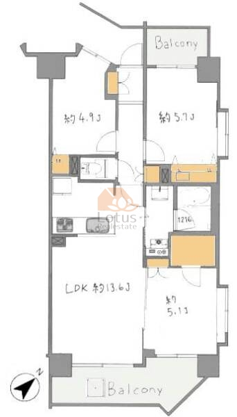 グランパーク門前仲町1番館301間取図