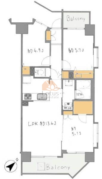 グランパーク門前仲町１番館301間取図