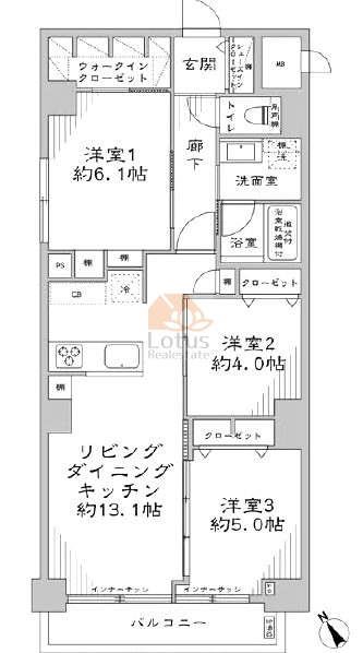 ルックハイツうぐいす谷403間取図