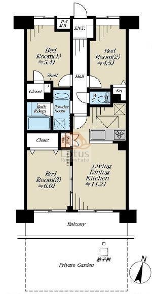 ライオンズガーデン錦糸町107間取図