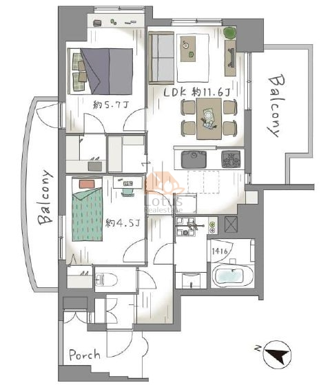 ランジュ2000大島504間取図