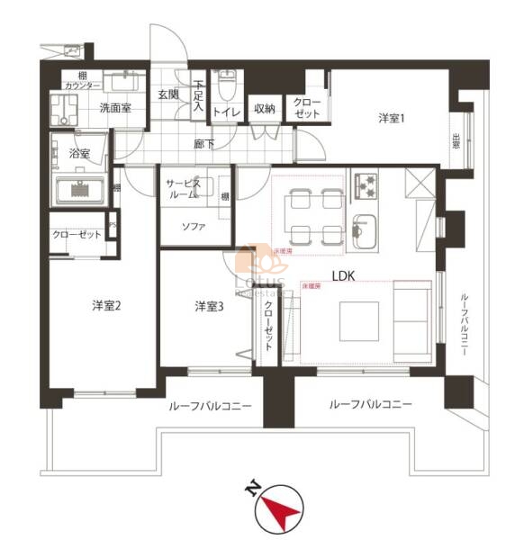 ライオンズマンション月島第2803間取図