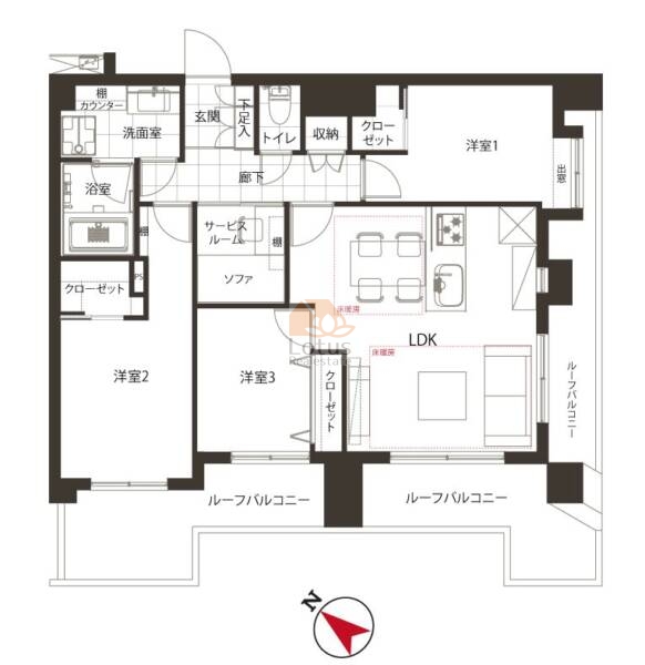 ライオンズマンション月島第２803間取図