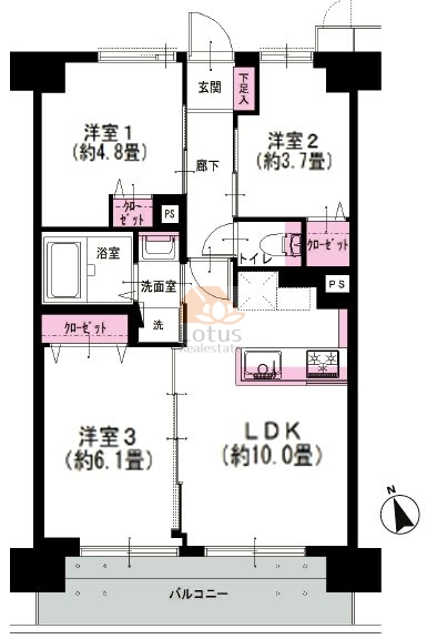 ライオンズマンション東四つ木309間取図