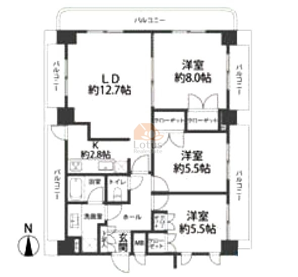 藤和亀戸コープ1201間取図