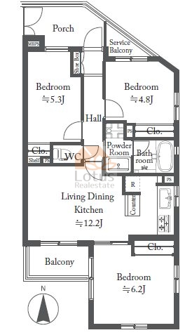 ライオンズマンション北綾瀬第８207間取図