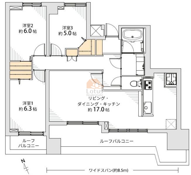 レックスハイツ綾瀬21002間取図