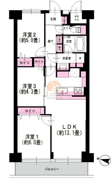 木場サニータウン523間取図