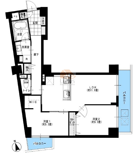 ラフィネ大崎203間取図