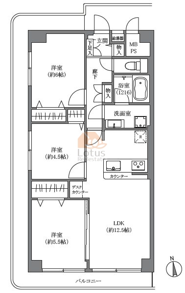 東大島ハイライズ2階間取図