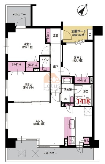 ディークラディア氷川台レジデンス401間取図