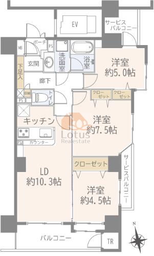 ダイアパレス南砂町仙台堀川公園1002間取図