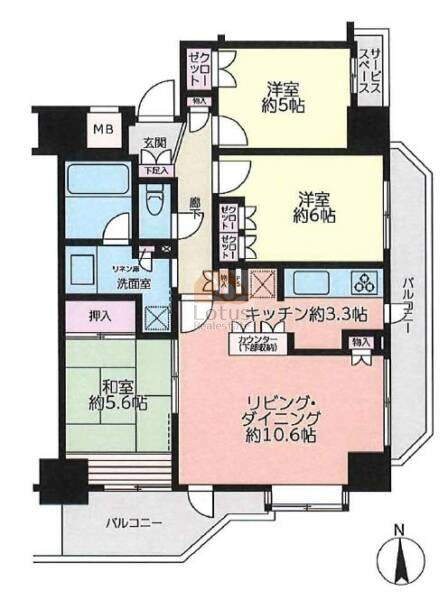 藤和シティホームズ綾瀬しょうぶ沼公園702間取図