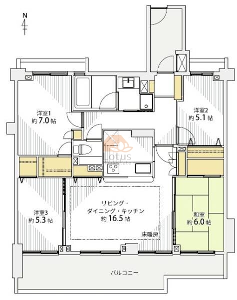 クリオ光が丘壱番館206間取図