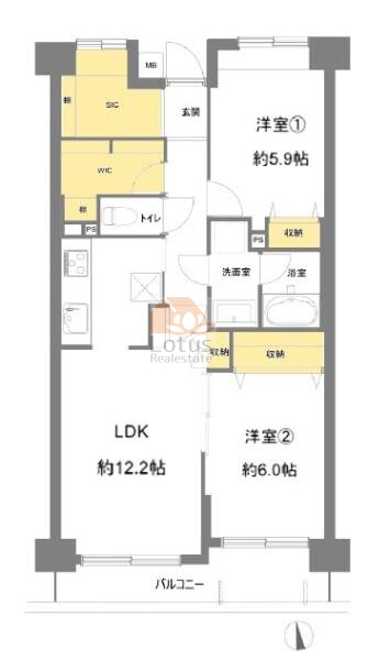 王子神谷パークホームズ208間取図