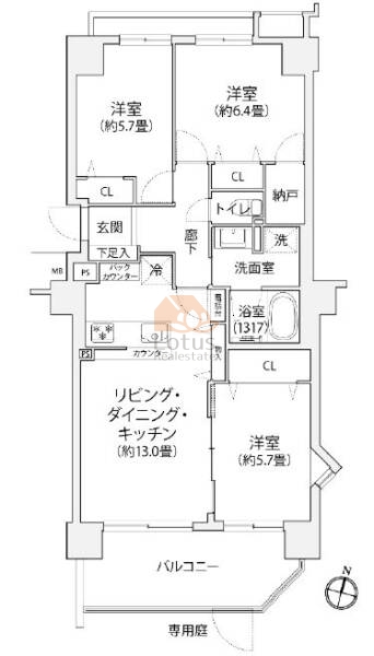 ライフプラザ船堀107間取図