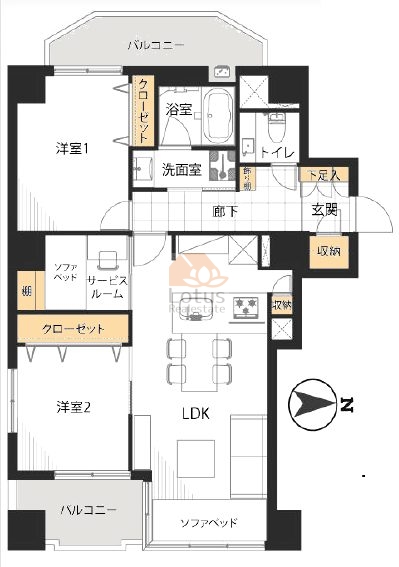 西麻布フォレストプラザ401間取図