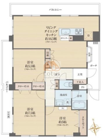 奥神楽坂リバージュ5階間取図