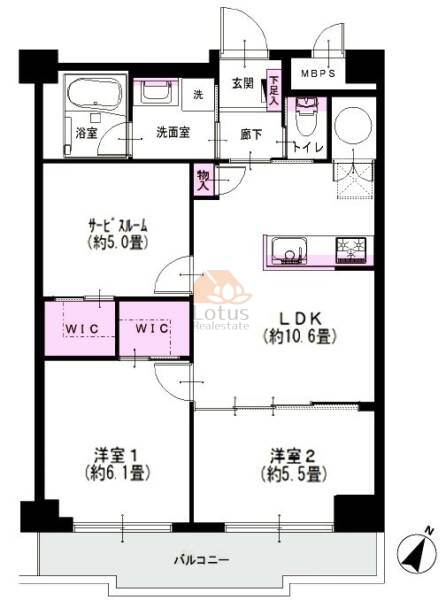 フレンドマンション田柄206間取図