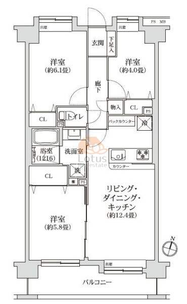 イトーピア北綾瀬306間取図