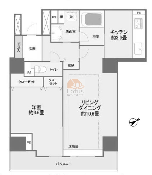 スカイシティ豊洲ベイサイドタワー906間取図