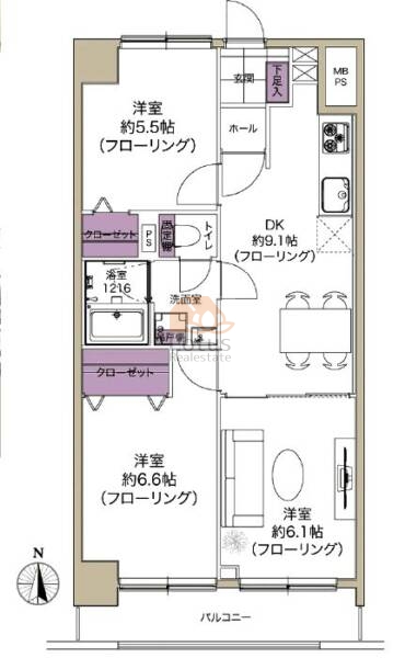 東武大師前サンライトマンション3号館308間取図