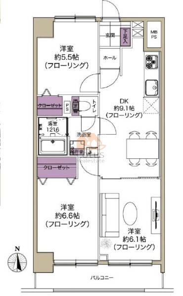 東武大師前サンライトマンション３号館308間取図