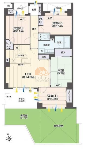 コスモ新小岩サウスビューコート102間取図