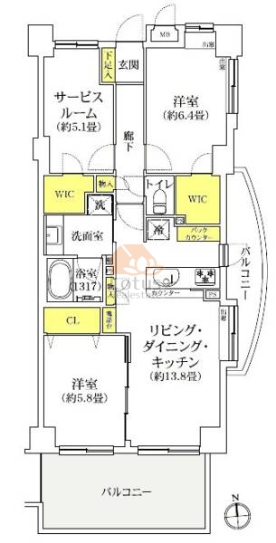 レーベンハイム五反野グランステージ104間取図