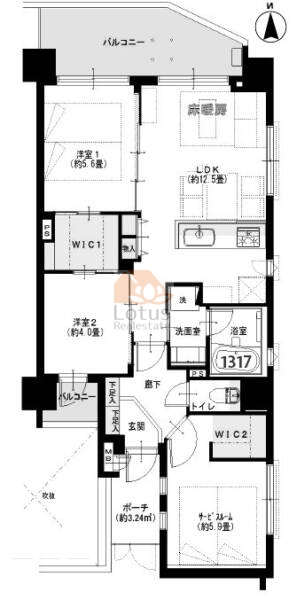 ゴールドパレス住吉304間取図