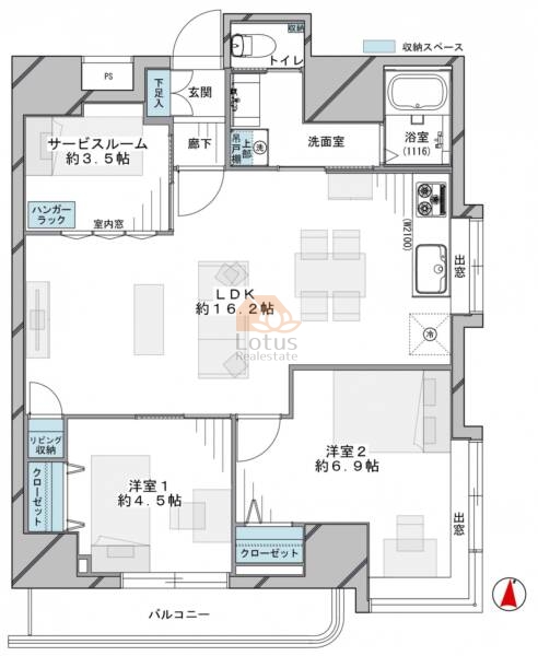 アイディパレス渕江303間取図