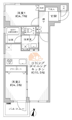 デュオスカーラ用賀２214間取図