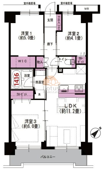 朝日シティパリオ東向島503間取図