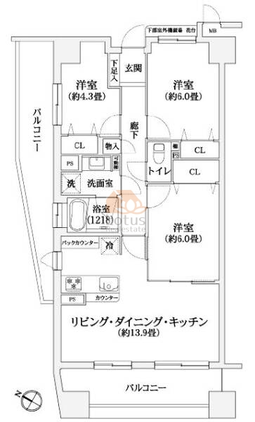 ダイアパレス小岩1301間取図