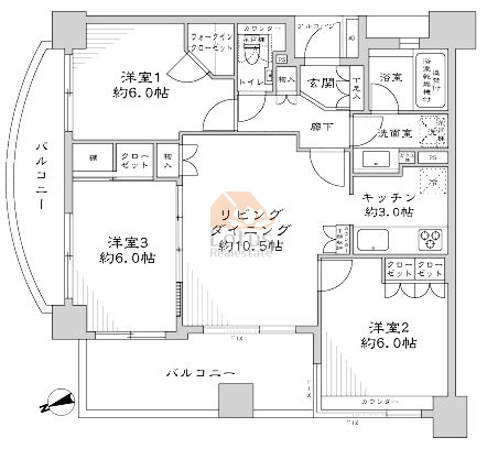 グランシェソワ北千住２506間取図