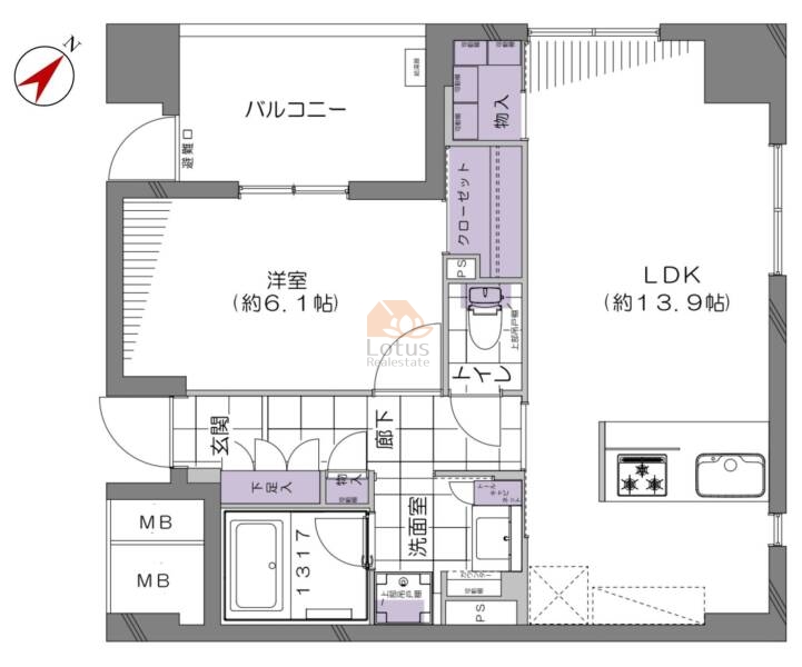 日暮里アインスタワー1907間取図