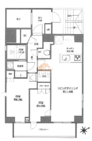 オープンレジデンシア虎ノ門1501間取図