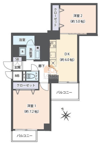 ライオンズマンション三軒茶屋202間取図