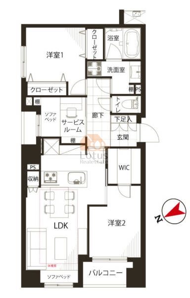 イトーピア三田401間取図