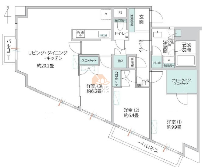 コートハウス駒沢1階間取図