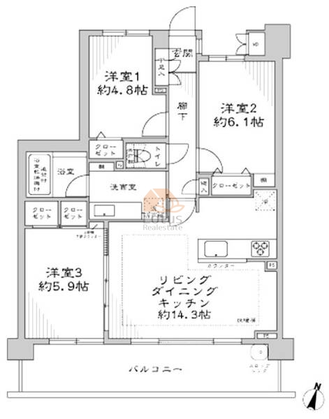 藤和シティホームズ篠崎エアリースクエア1202間取図