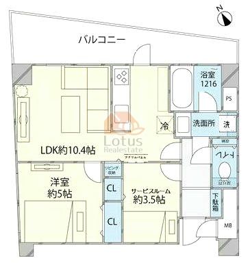 ライフコア蔵前801間取図