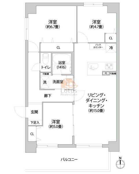 東陽町第３ダイヤモンドマンション101間取図