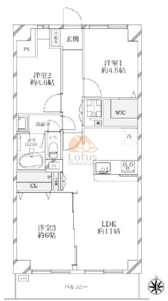 エンゼルハイム鹿浜第６1005間取図