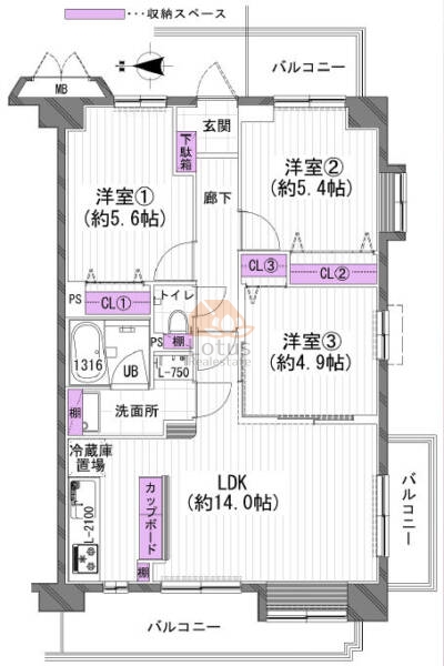 日神パレス平和台307間取図