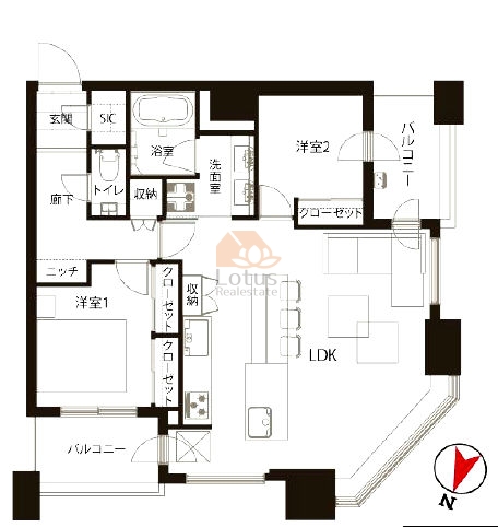 カテリーナ三田タワースイートE1808間取図