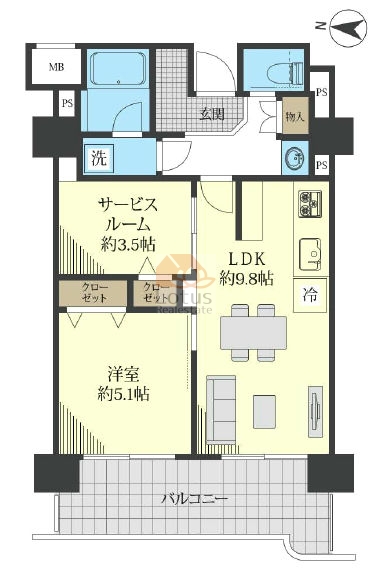 プリメール柳島414間取図