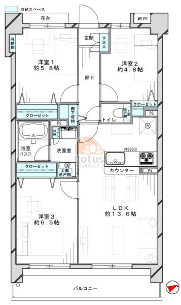 ライオンズガーデン葛西第２206間取図